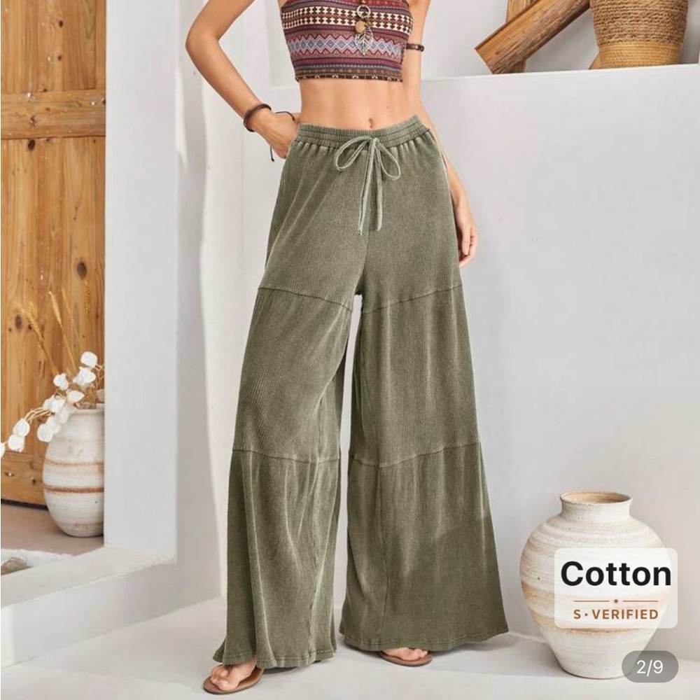 Boheme Green Wide-Leg Palazzo Pants